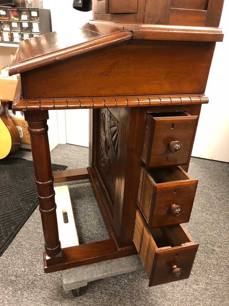 American Eastlake Victorian Secretary Bookcase Davenport Desk Etsy