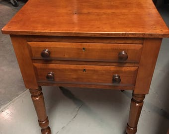 Antique Sheraton  2 Drawer Stand Table 21.75w19.5d28.5h Shipping is not free