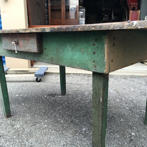 Primitive Old Work Table One Drawer Multi Color Paint Top 35.5d62L22h28.5h Shipping is not free