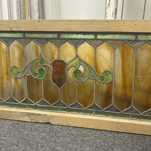 Antique Victorian stained leaded glass window 20x48x1 3/8 Shipping is not free