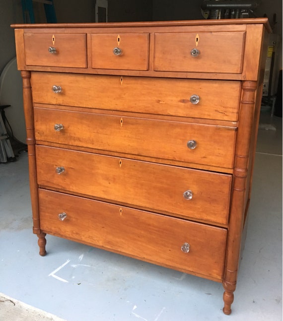 Early American Sheraton Cherry Chest 3 Over 4 Dovetailed Etsy