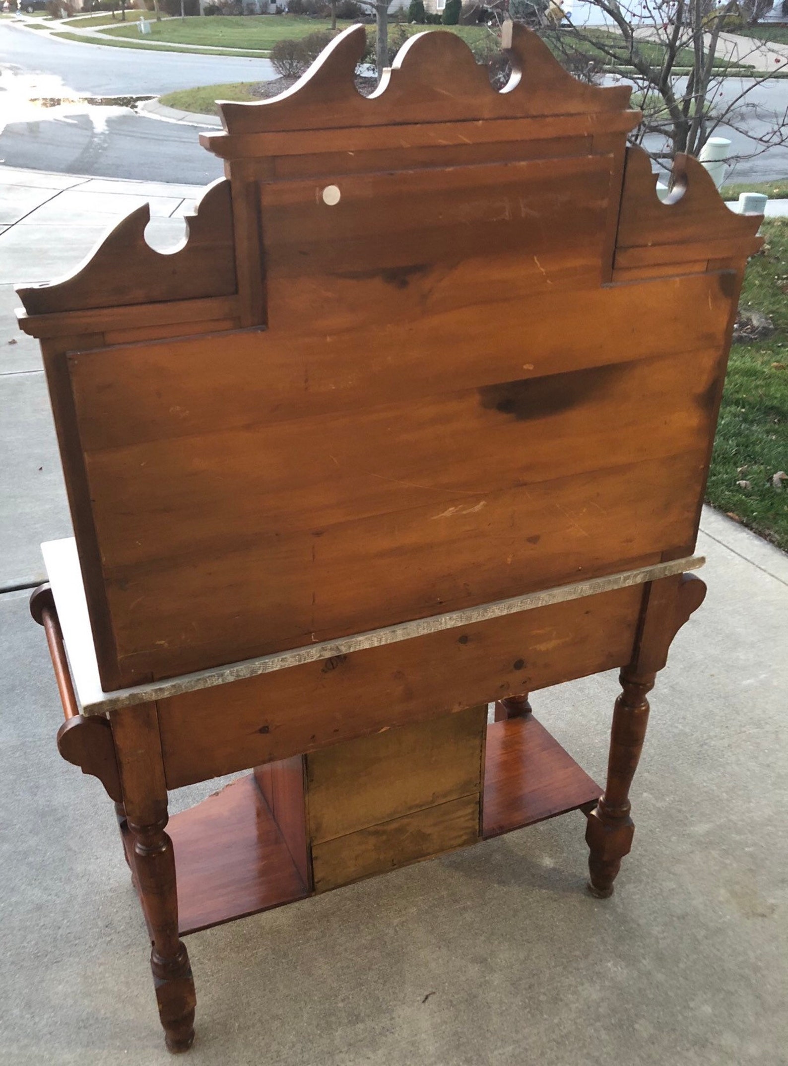 Antique English Wash Stand Art nouveau tiles marble top Etsy
