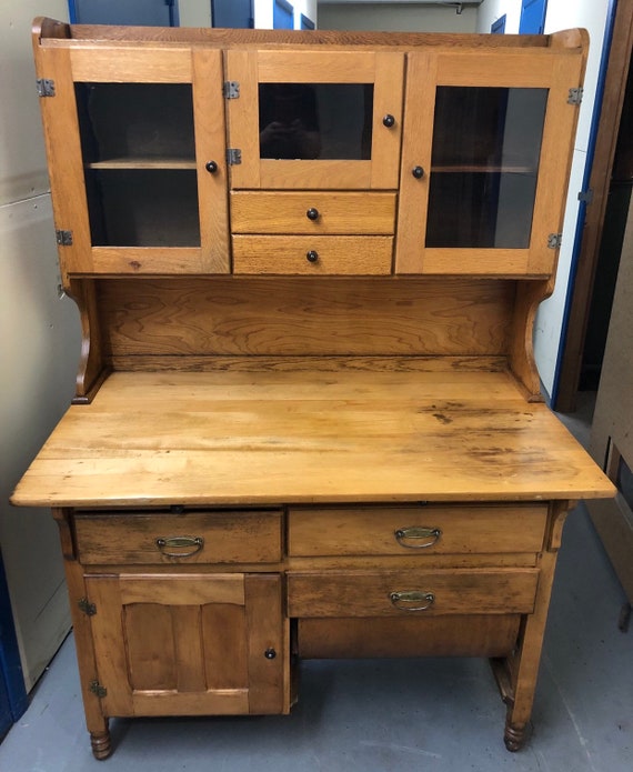 Antique Oak Bakers Possum Belly Kitchen Cabinet Cupboard Etsy