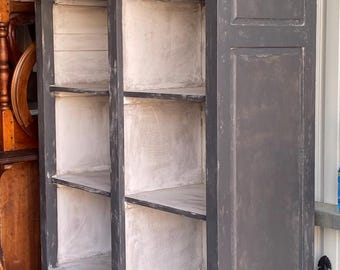 Monumental Antique French bookcase with ladder painted walnut 39.5W17D95H Shipping is not free