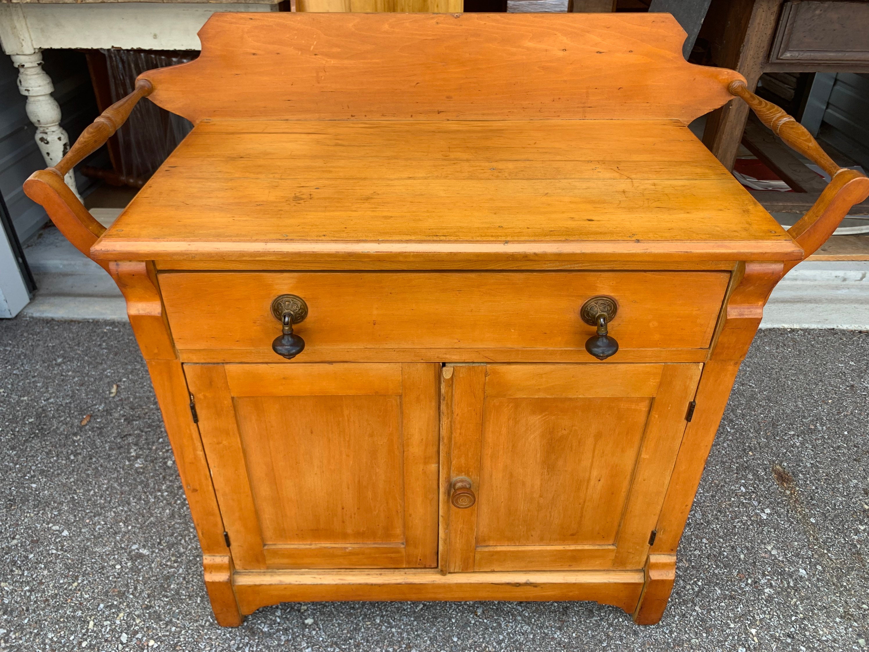 Antique Oak Wash Stand/Coffee bar/Dry Sink w/Drawers Cabinet