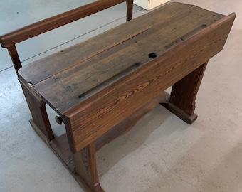 Antique american pine and poplar double school desk 40W28D19H31H Shipping is not free