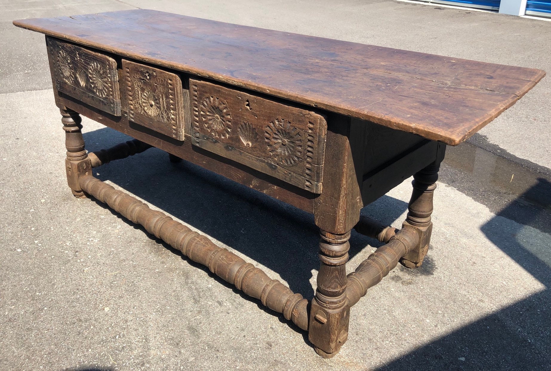 Spanish Baroque Colonial Carved Walnut Server Table 17th C 30.5h27d77 ...