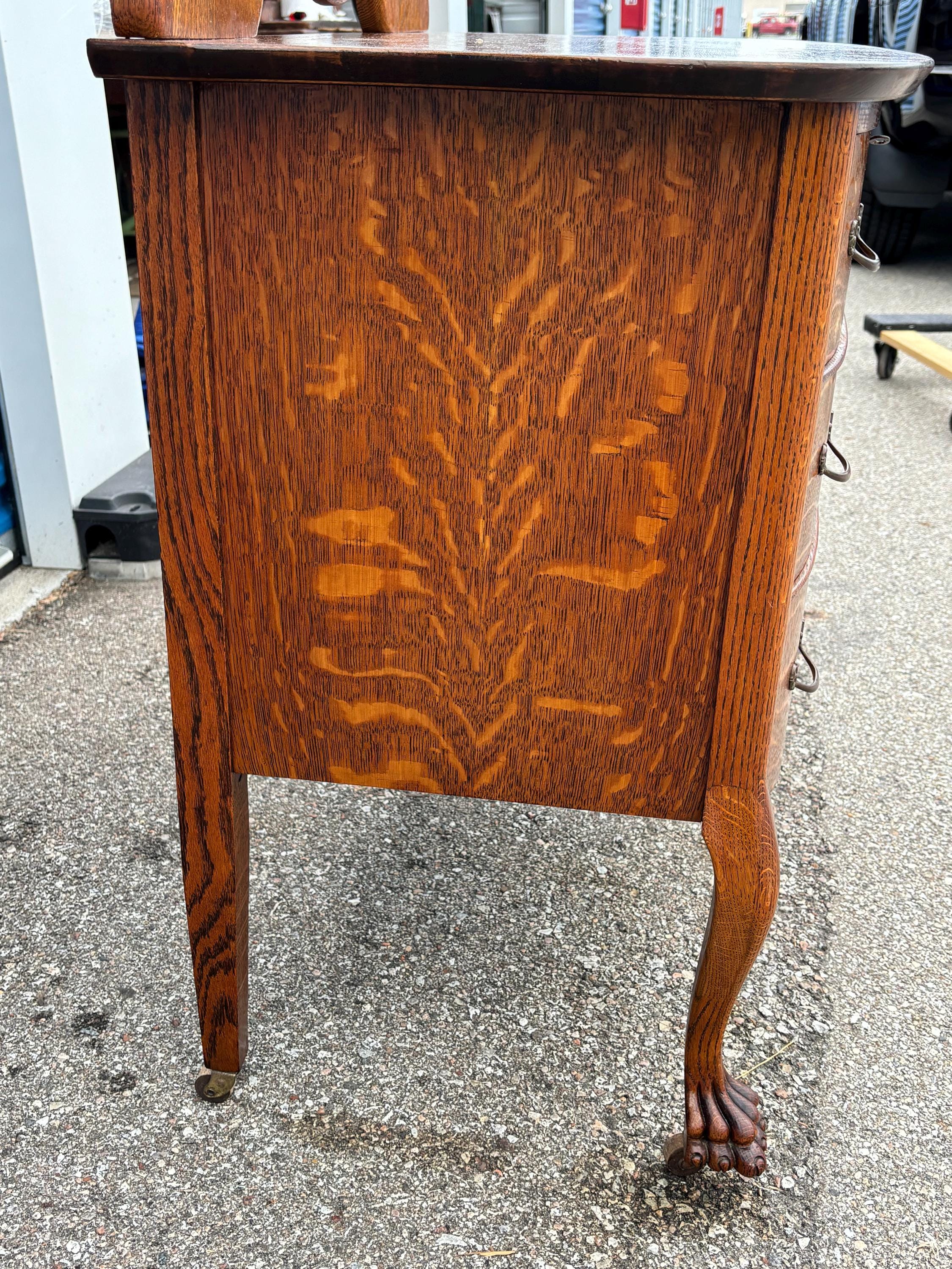 antique oak princess dresser Antique Tiger Oak Two Over One Princess Dresser