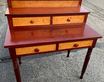 Antique Sheraton step back dressing table birds eye maple drawers 21d36w22ch28h34h40h Shipping is not free
