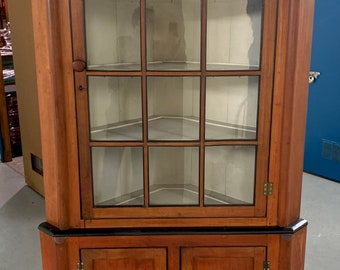 Beautiful antique Pennsylvania two piece cherry corner cupboard cabinet 43w21d85h shipping is not free