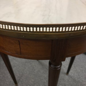 Antique French Louis XVI mahogany gueridon marble top table 28.5h24d shipping is not free bild 10