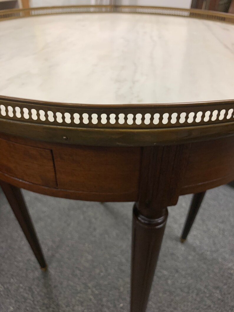 Antique French Louis XVI mahogany gueridon marble top table 28.5h24d shipping is not free bild 10
