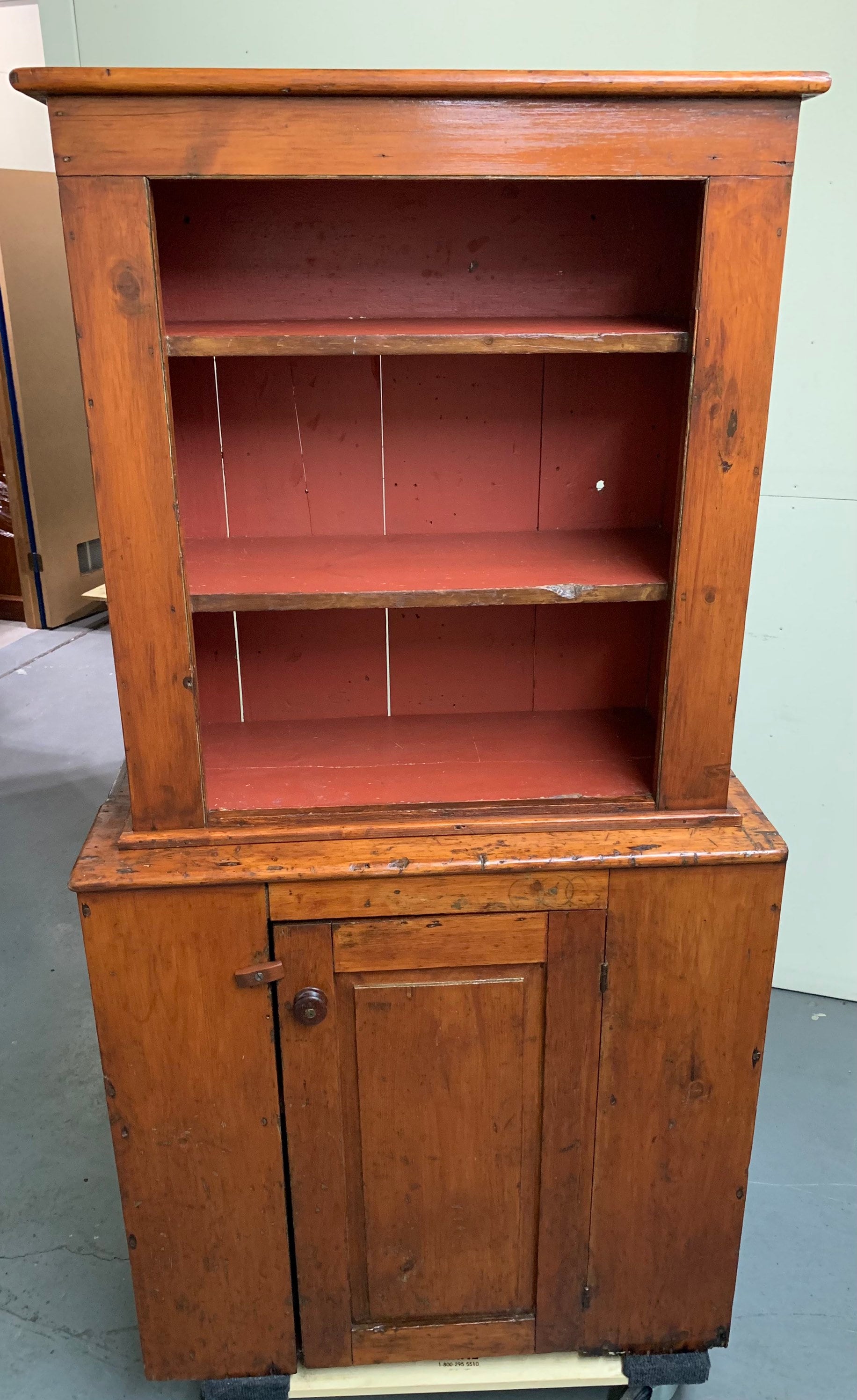 Primitive 19th Century Iowa Pine Two Piece Open Top Step Back