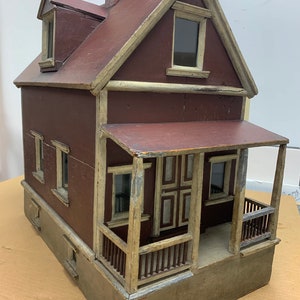 Antique original architectural signed handmade cottage home wood model 13W21D22H Shipping is not free