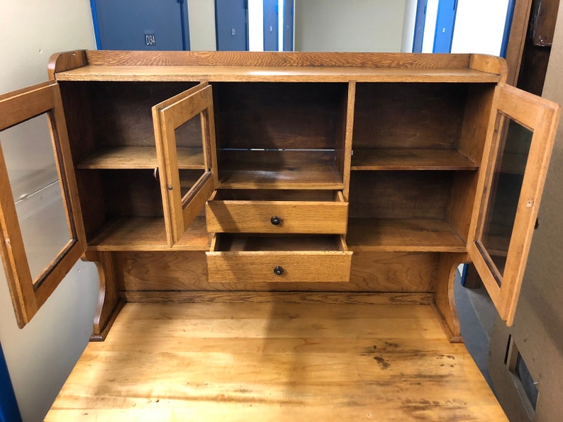 Antique oak bakers possum belly kitchen cabinet cupboard ...