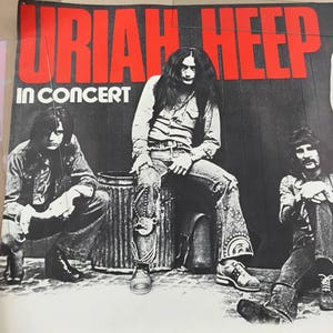 Vintage Original Uriah Heep Concert Music Poster c1970-74 size 23 1/4 x 33