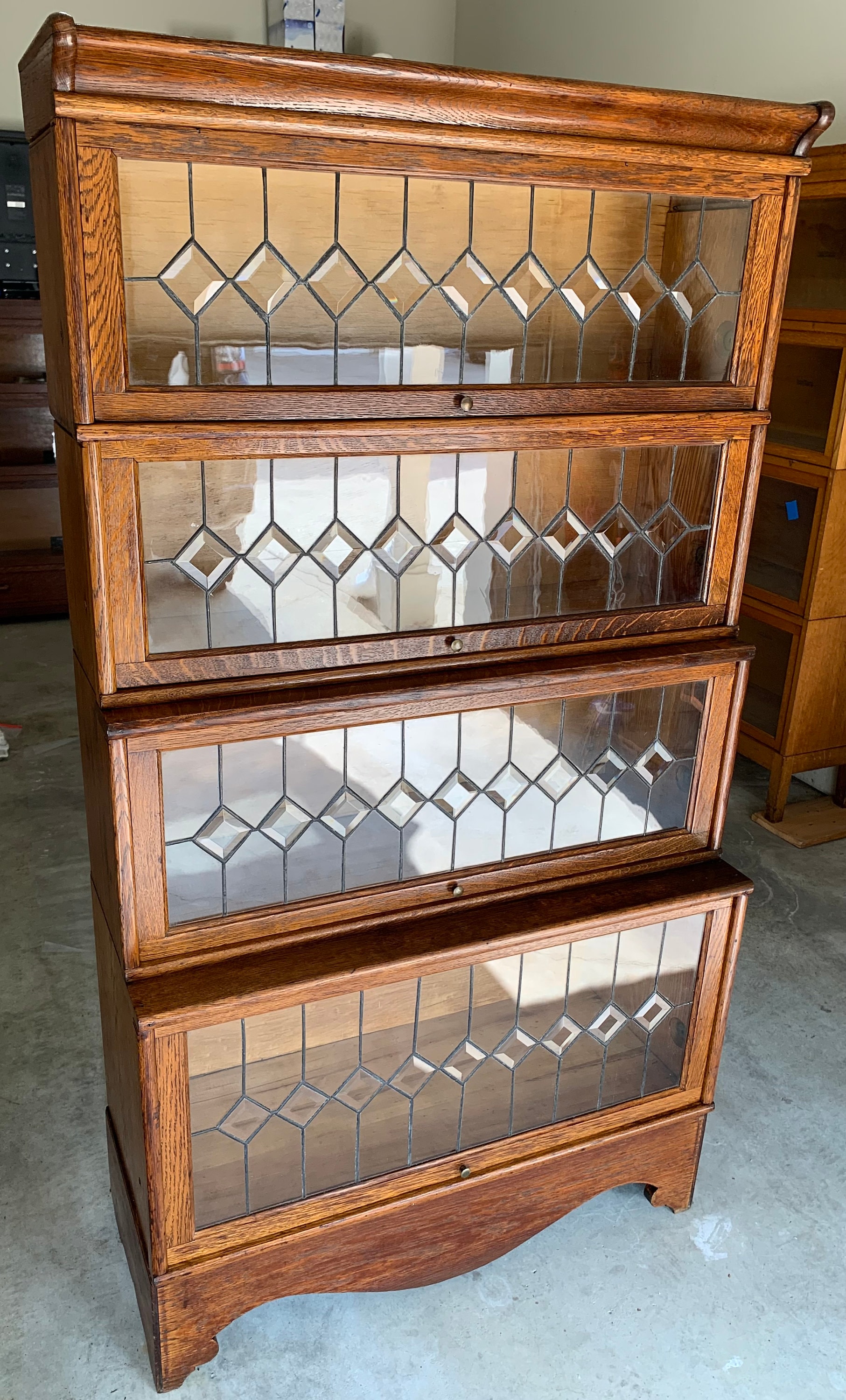Antique 19thc Leaded Glass Quarter Sawn Oak English Barrister Bookcase 34.5W63.25H14D Shipping is Not Free Etsy