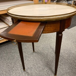 Antique French Louis XVI mahogany gueridon marble top table 28.5h24d shipping is not free bild 6
