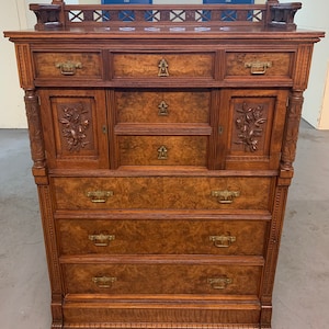 American aesthetic movement dresser oak walnut 8 drawers 40.5W20D52H60H Shipping is not free