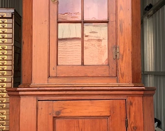 Antique primitive 1820 Virginia Pine diminutive corner cabinet cupboard 33.5w28w16d32h78h shipping is not free