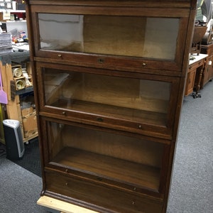 Antique Solid Oak English barrister stacking bookcase 14d35w58h Shipping is not free