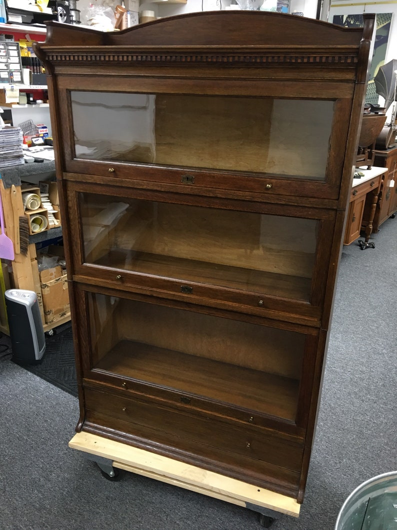Antique Solid Oak English Barrister Stacking Bookcase Image 0