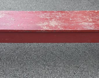 Antique New England red painted pine bench 13.5d17.5h65w shipping is not free