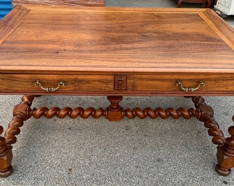 Antique French Louis XIII bureau plat desk two dovetail drawers 41d58.5w23.75h30h shipping is not free
