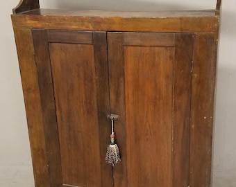 Primitive Crock Cupboard Cabinet 3 Fixed Shelves Solid 48w13d54h67h Shipping is Not Free