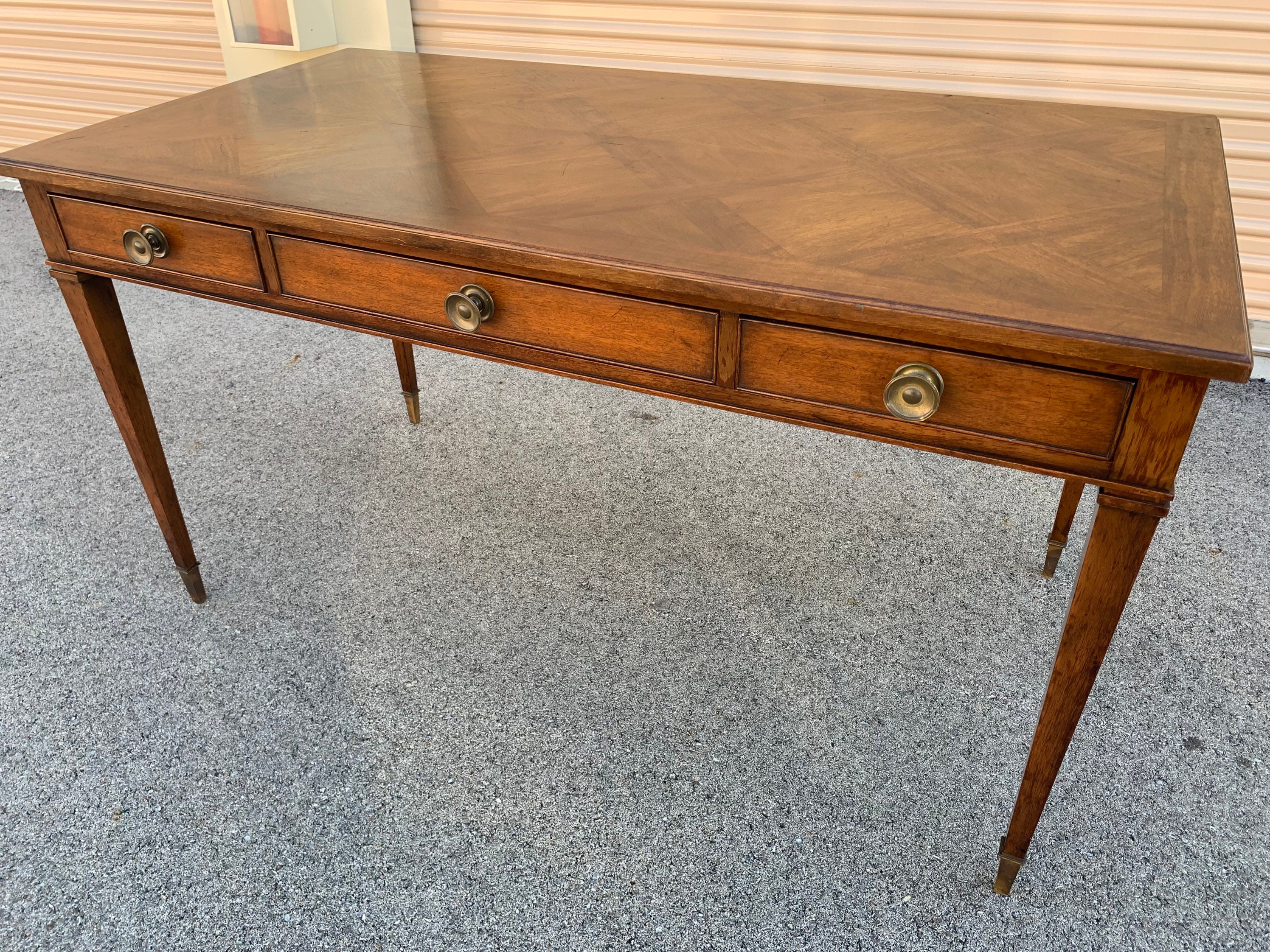 Antique 1940 Regency Style Writing Desk Table Mahogany 28d54w24h29