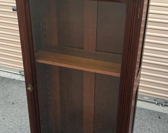 Beautiful antique Victorian walnut? display bookcase cabinet nicely trimmed 25W14D11D72H shipping is not free