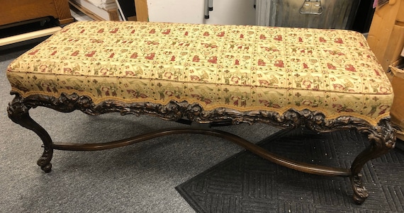 Antique cheap upholstered bench