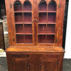Exceptional 18th c Maine Stepback cupboard 56w30h81h11d20d shipping is not free