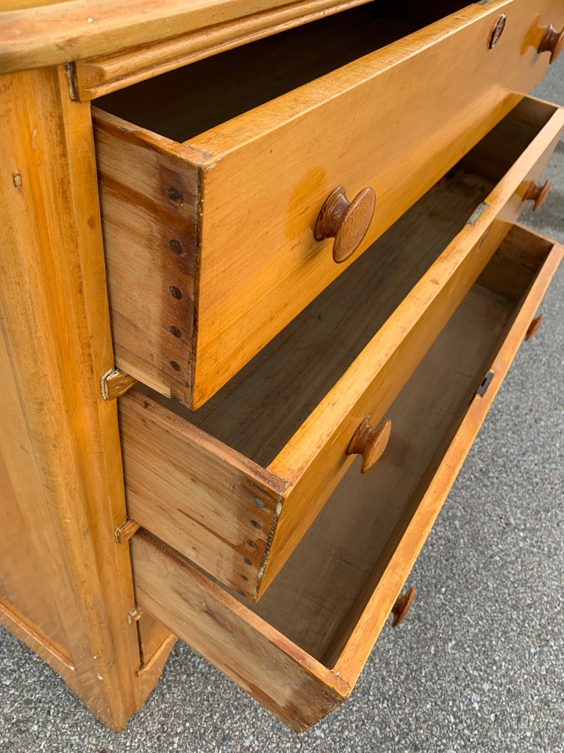 Antique New England Pine 4 Drawer Dresser Chest Knapp Joints Etsy