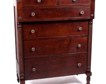 Large American Federal antique Ohio Cherry chest 55.5h43w21d shipping is not free