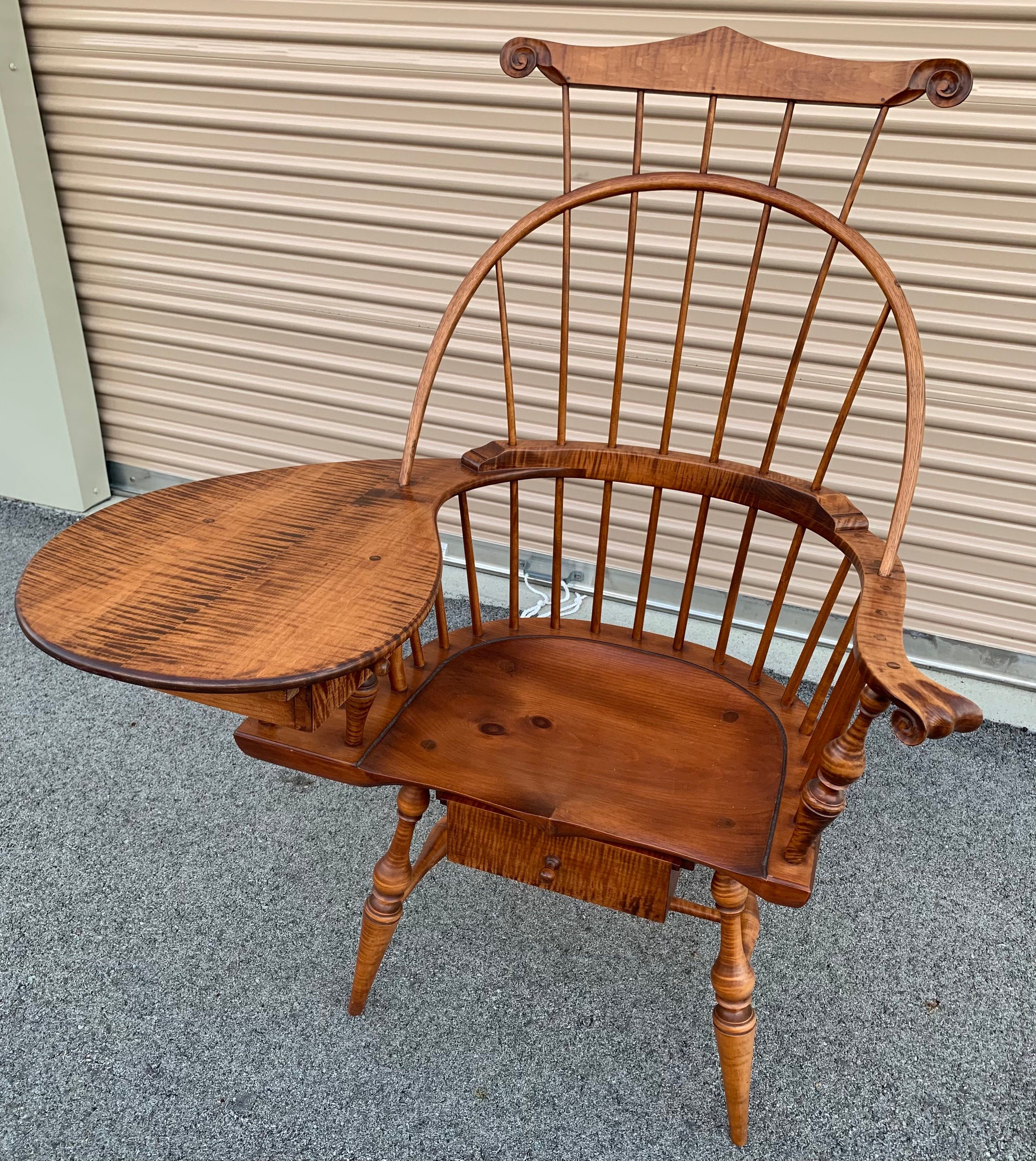 Exquisite Vintage Limited Addition D R Dimes Tiger Maple Windsor Writing Chair 37.5w33d16.5d18h30.5h47h Shipping is Not Free. F09 Etsy