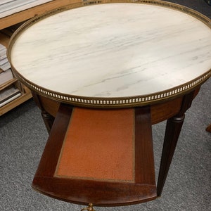 Antique French Louis XVI mahogany gueridon marble top table 28.5h24d shipping is not free bild 9