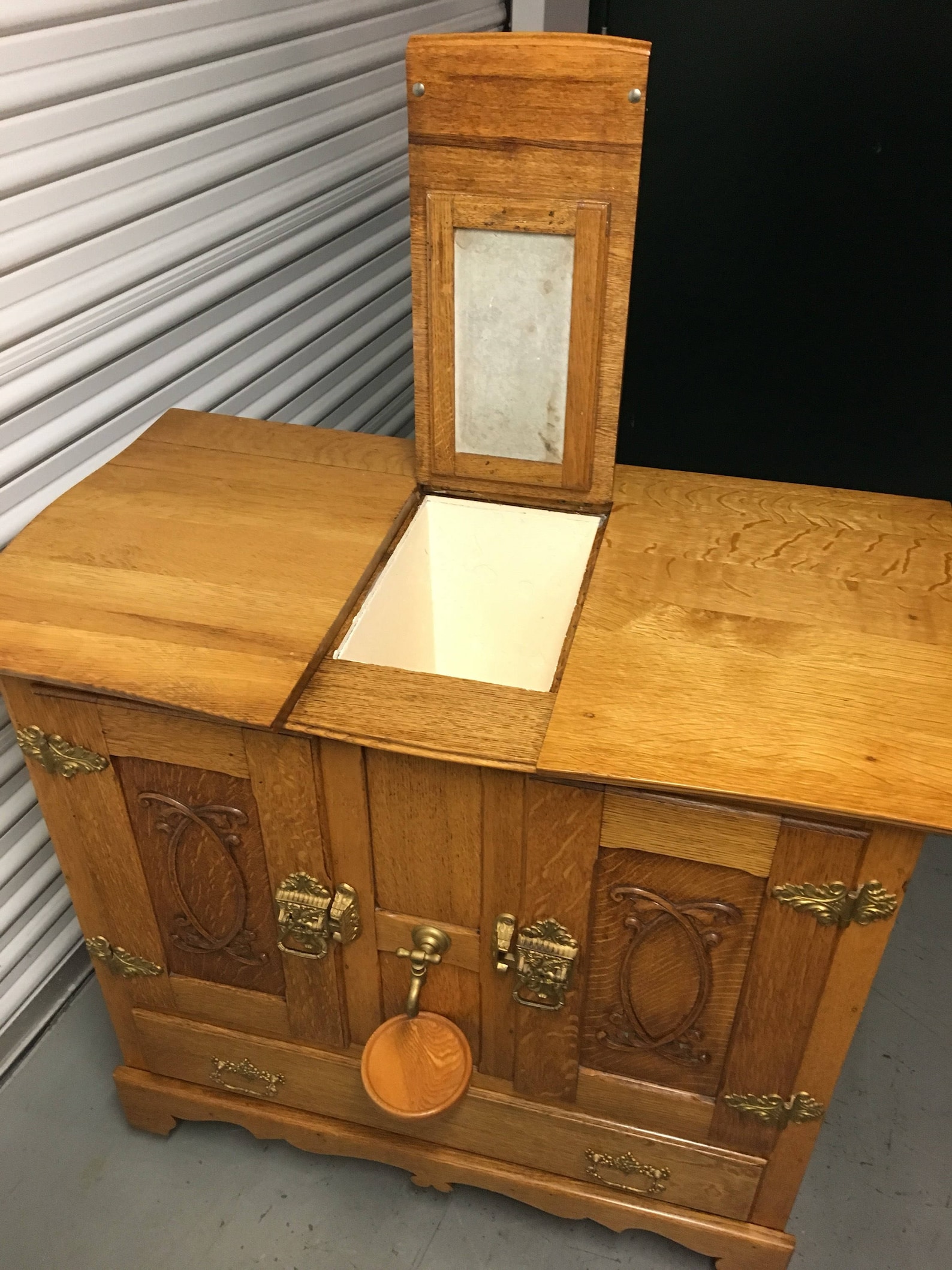 Antique Oak Ice Chest Refridgerator Gravity Fed Water Etsy
