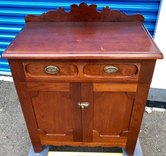 Antique Victorian Walnut Wash Stand Scalloped Base 27.5w17d35h Shipping is Not Free Etsy