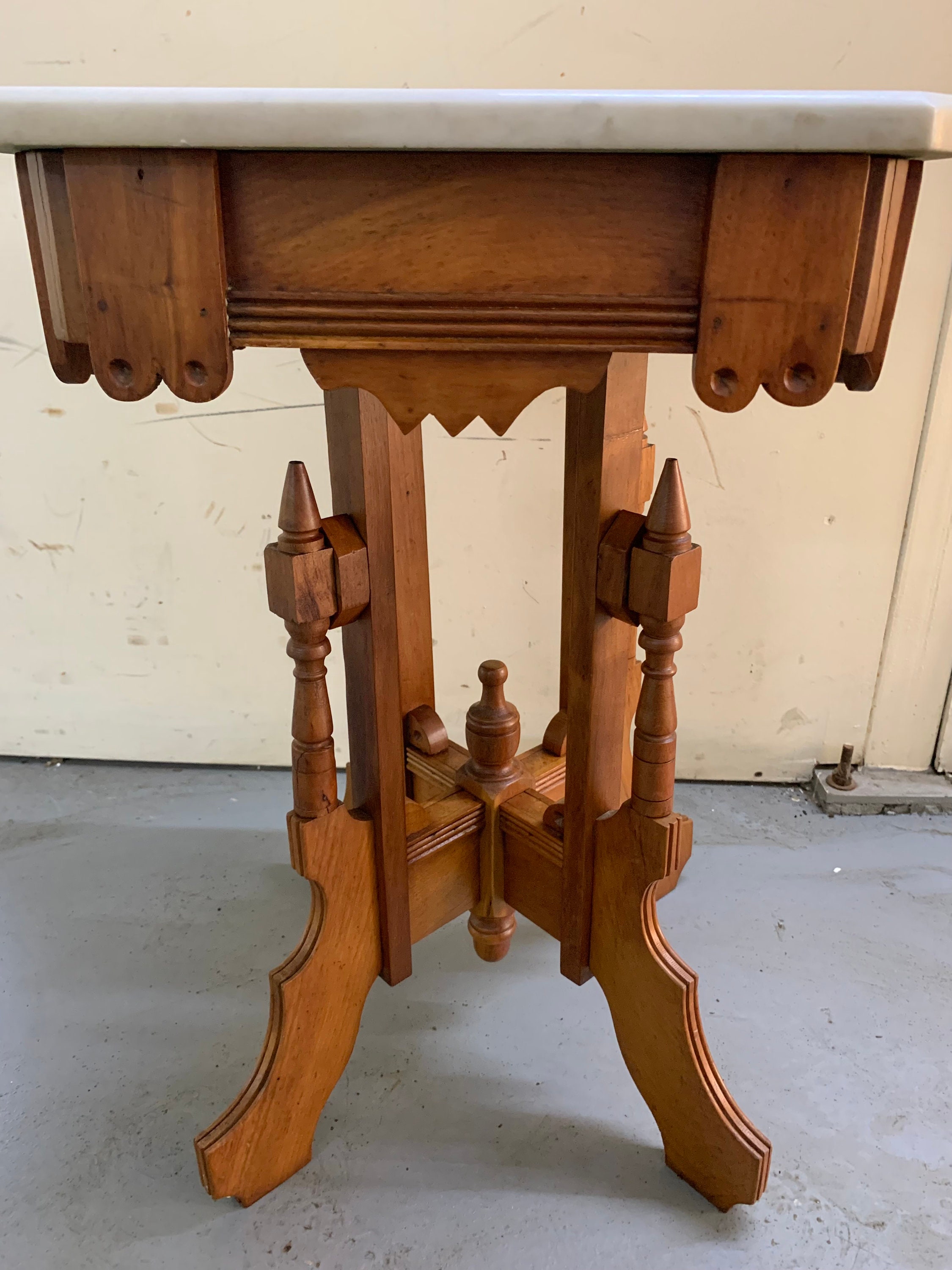 Unique Antique Victorian Maple Marble Top Parlor Table