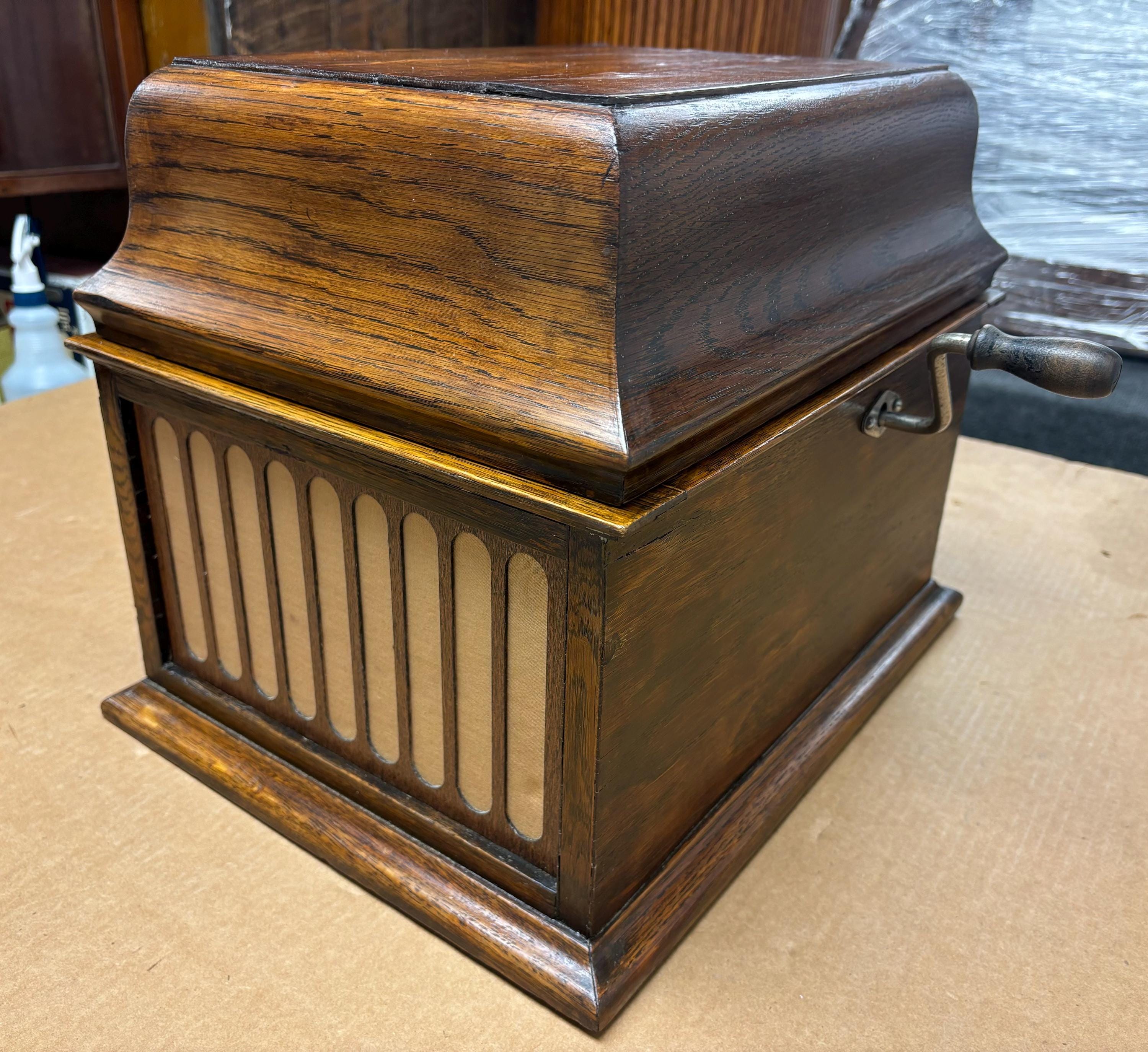 Antique 1903 1913 Thomas Edison Oak Amberola Cylinder Record