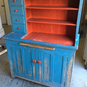 Primitive Blue Painted dry sink cabinet cupboard 48w21d12d36h63h Shipping is not free