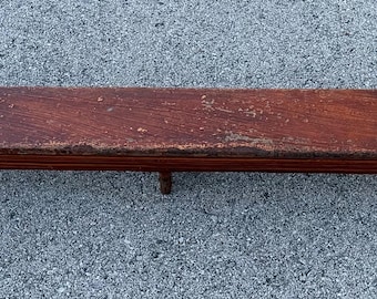 Antique primitive 19thC New England prayer bench kneeler grain painted pine 6H7D94W shipping is not free