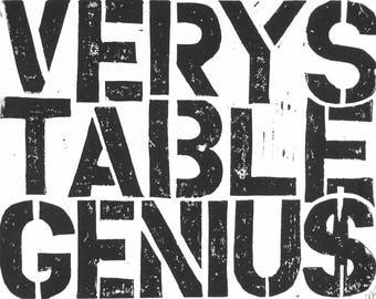 LINOCUT print - Very Stable Genius - Trump quote 8x10 letterpress