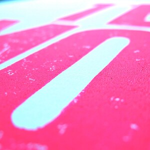 Te Amo I Love You in Hot Pink Minimal Linocut Typography Poster 8x10 Letterpress Wall Art ...
