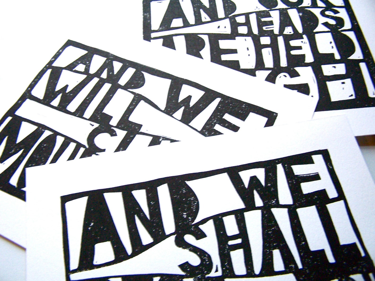 Set of 3 LINOCUT PRINT Typographic Poster 8x10 Etsy Singapore