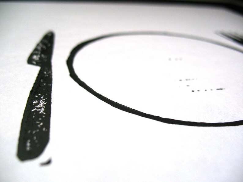 Fork and Knife Minimal Linoleum Block Print Relief Print in Etsy