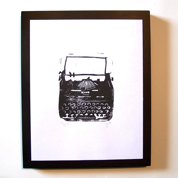 PRINT - Typewriter BLACK LINOCUT 8X10