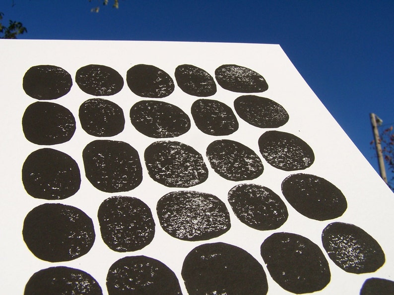 LINOCUT PRINT 30 Geometric Dots Black Block Print 8x10 Etsy