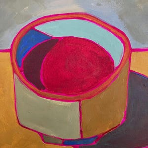 Tazza da caffè - Dipinto astratto acrilico originale su carta di cotone spessa 8x8 - Arte murale da cucina - Tazza da tè senza cornice, tazza da caffè in tonalità vivaci